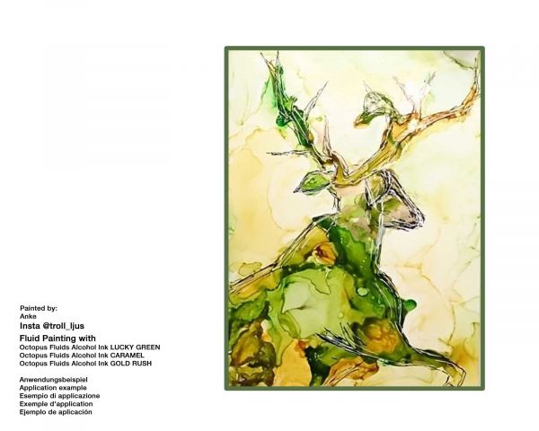 100 ml Octopus Fluids Alcohol Ink LUCKY GREEN, Inchiostro ad alcohol per Fluid Art e Resin Art, verde