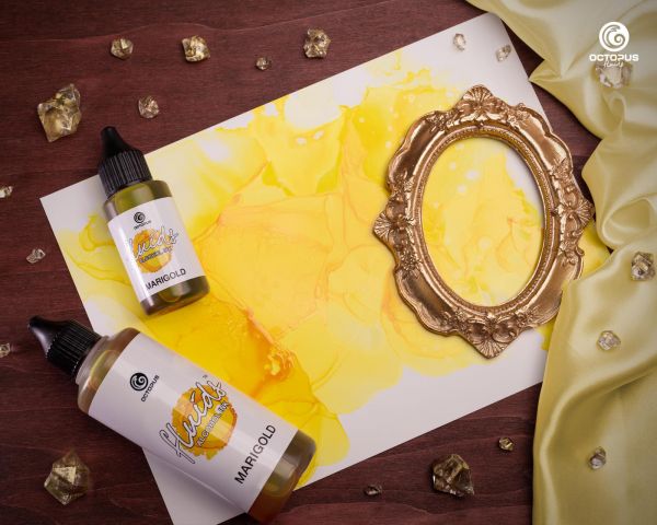 100 ml Octopus Fluids Alcohol Ink MARIGOLD, Inchiostro ad alcohol per Fluid Art e Resin Art, giallo