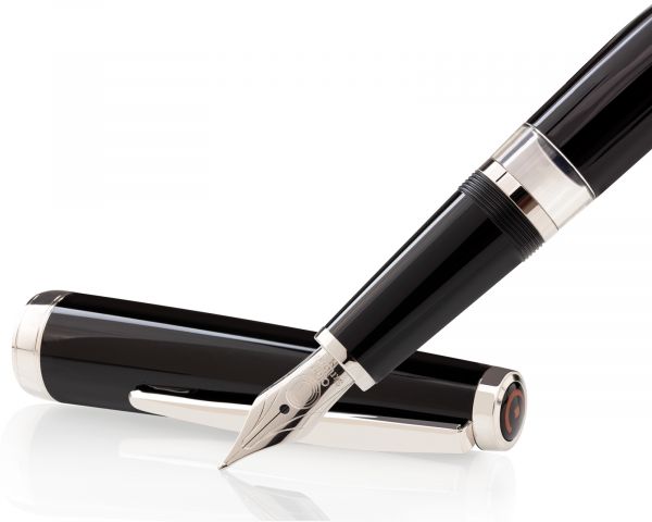 Cleo Skribent Classic Palladio Penna stilografica a stantuffo, nero, pennino M