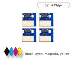 HP 712 Chips for back, cyan, magenta and yellow ink cartridges