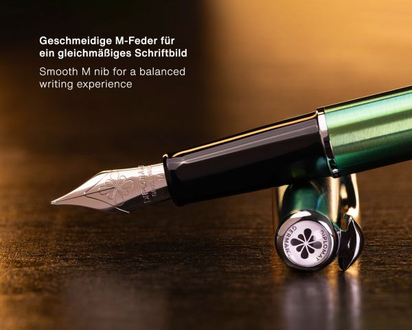 Set di penne stilografiche Diplomat Traveller Funky Green con astuccio in pelle, inchiostro da scrittura e convertitore d'inchiostro, misura M