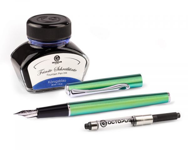 Stilografica Diplomat Traveller Funky Green con inchiostro da scrittura e convertitore d'inchiostro, misura M