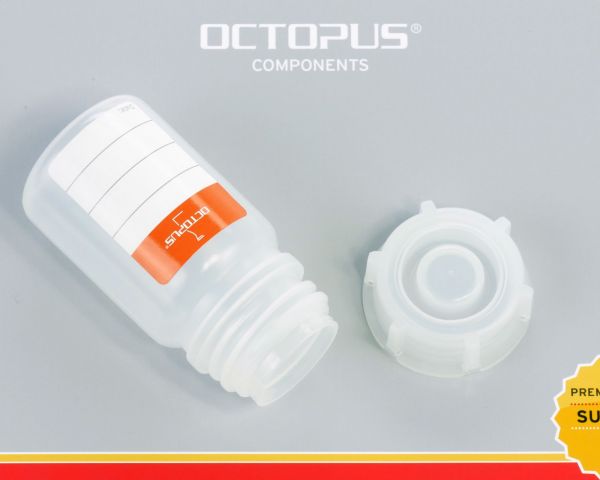 5x Bottiglia da 50 ml di ampio collo con tappo a vite, bottiglia chimica, bottiglia da laboratorio