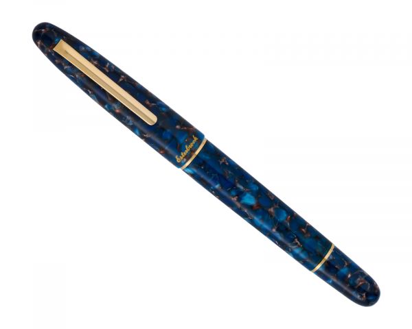 Penna stilografica Esterbrook Estie Nouveau con finiture blu e oro, penna stilografica a serbatoio con 30 ml di inchiostro