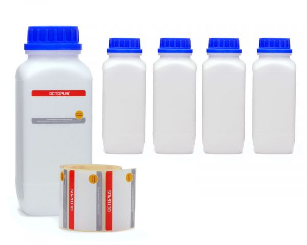 5x Bottiglia da 1000 ml di ampio collo con tappo a vite, bottiglia chimica, bottiglia da laboratorio