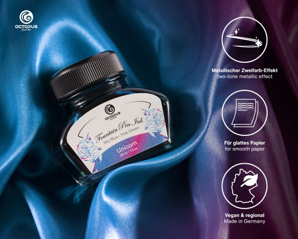 Fountain Pen Ink Sheen, Unicorn, Blue, 30 ml