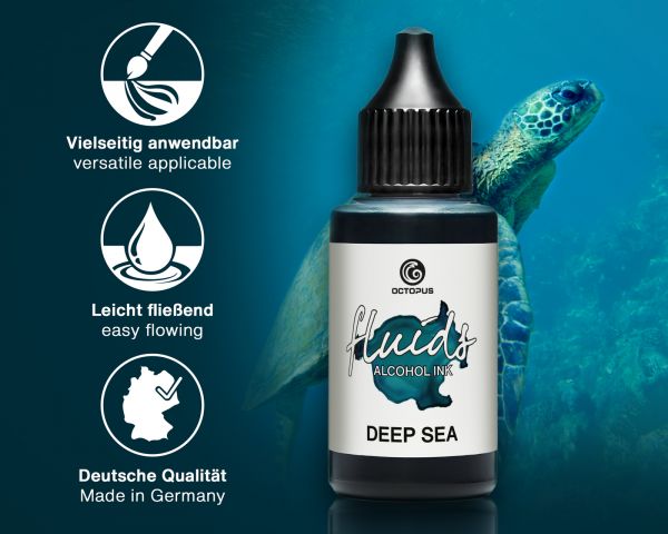 Octopus Fluids Alcohol Ink Deep Sea, Inchiostro ad alcohol per Fluid Art e Resin Art, blu