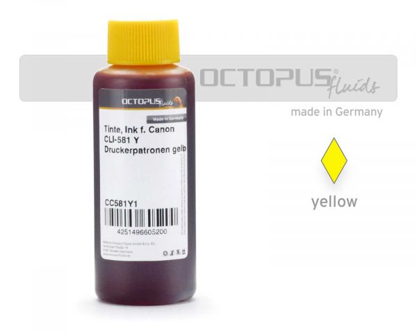 Refill ink for Canon CLI-581 Y, Pixma TS 6150, TS8150, TS9150 yellow