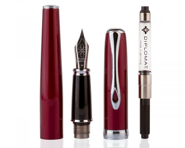 Penna stilografica Diplomat Aero blu, M-nib in acciaio inox, con inchiostro da scrittura perfettamente abbinato