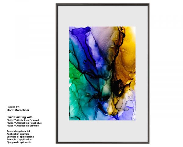 3x 30ml Octopus Fluids Alcohol Ink Set ROYAL BLUE, EMERALD, BROWNIE for fluid art and resin