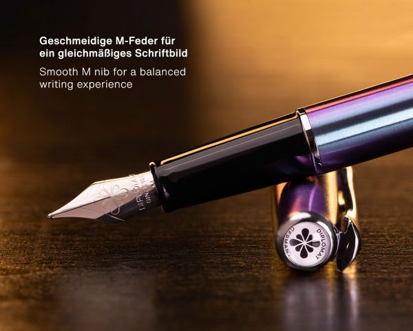 Stilografica Diplomat Traveller Funky Petrol con inchiostro da scrittura e convertitore d'inchiostro, misura M