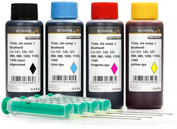 Ink comp. with Brother LC-121, 123, 980, 985, 1000, 1100, 1240, 1280