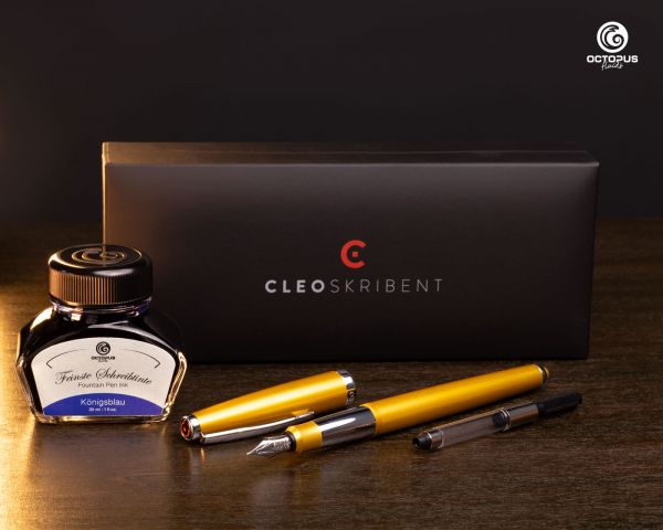 Set di stilografiche Cleo Skribent Classic Oro - stilografica a cartuccia, pennino M e 30 ml di inchiostro