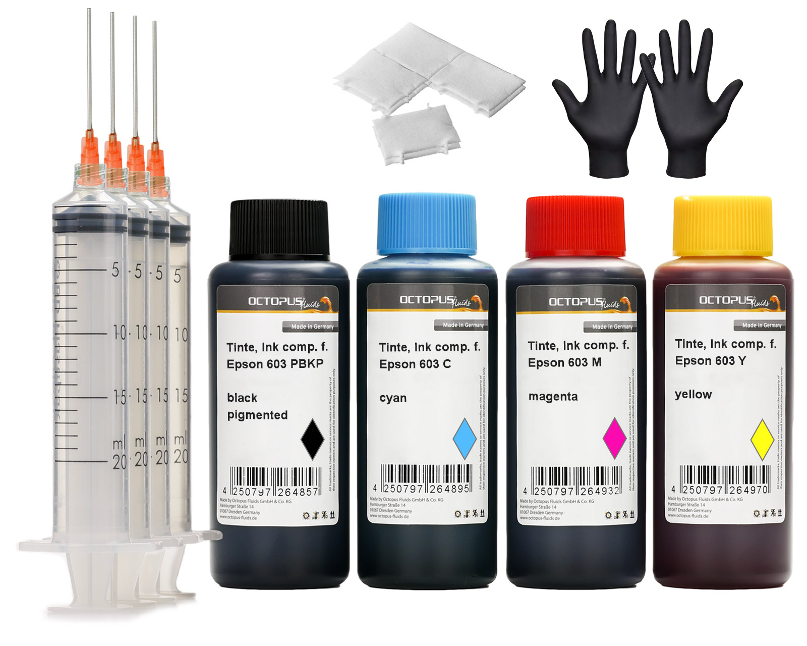 Octopus printer ink set compatible for Epson 603 ink cartridges, Expression Home XP-2100, 3100, 4100, WorkForce WF-2800
Octopus printer ink set compatible for Epson 603 ink cartridges, Expression Home XP-2100, 3100, 4100, WorkForce WF-2800