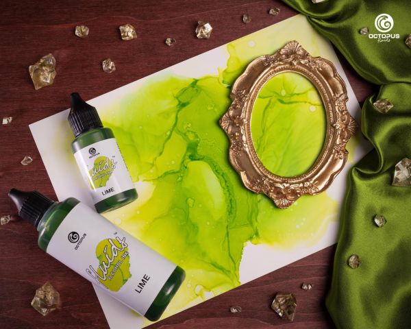 Octopus Fluids Alcohol Ink LIME for fluid art and resin, green