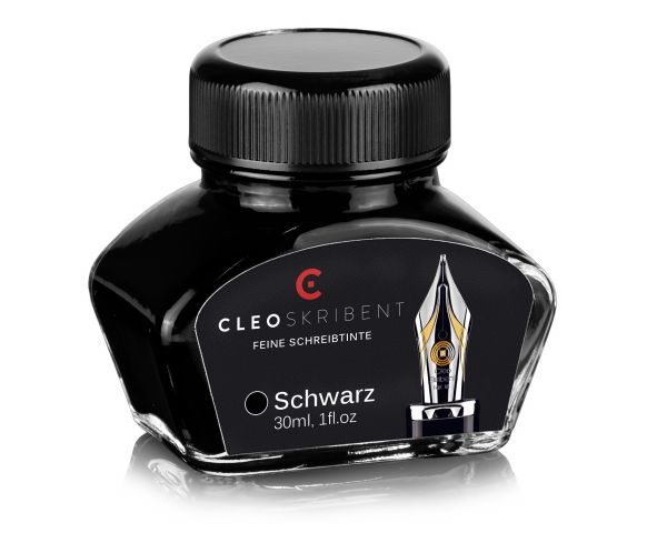 Cleo Skribent feinste Füllhaltertinte, Schreibtinte für Füllhalter, Füllertinte schwarz 30ml im Tintenfass