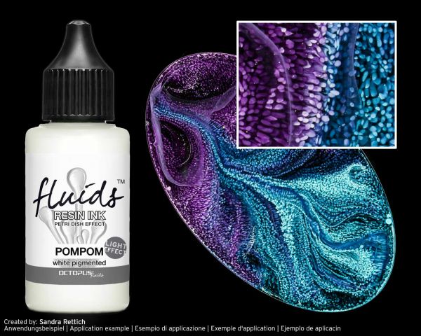 Octopus Fluids Resin Ink POMPOM, Alcohol Ink für Epoxidharz PETRI DISH EFFECT Light, weiß