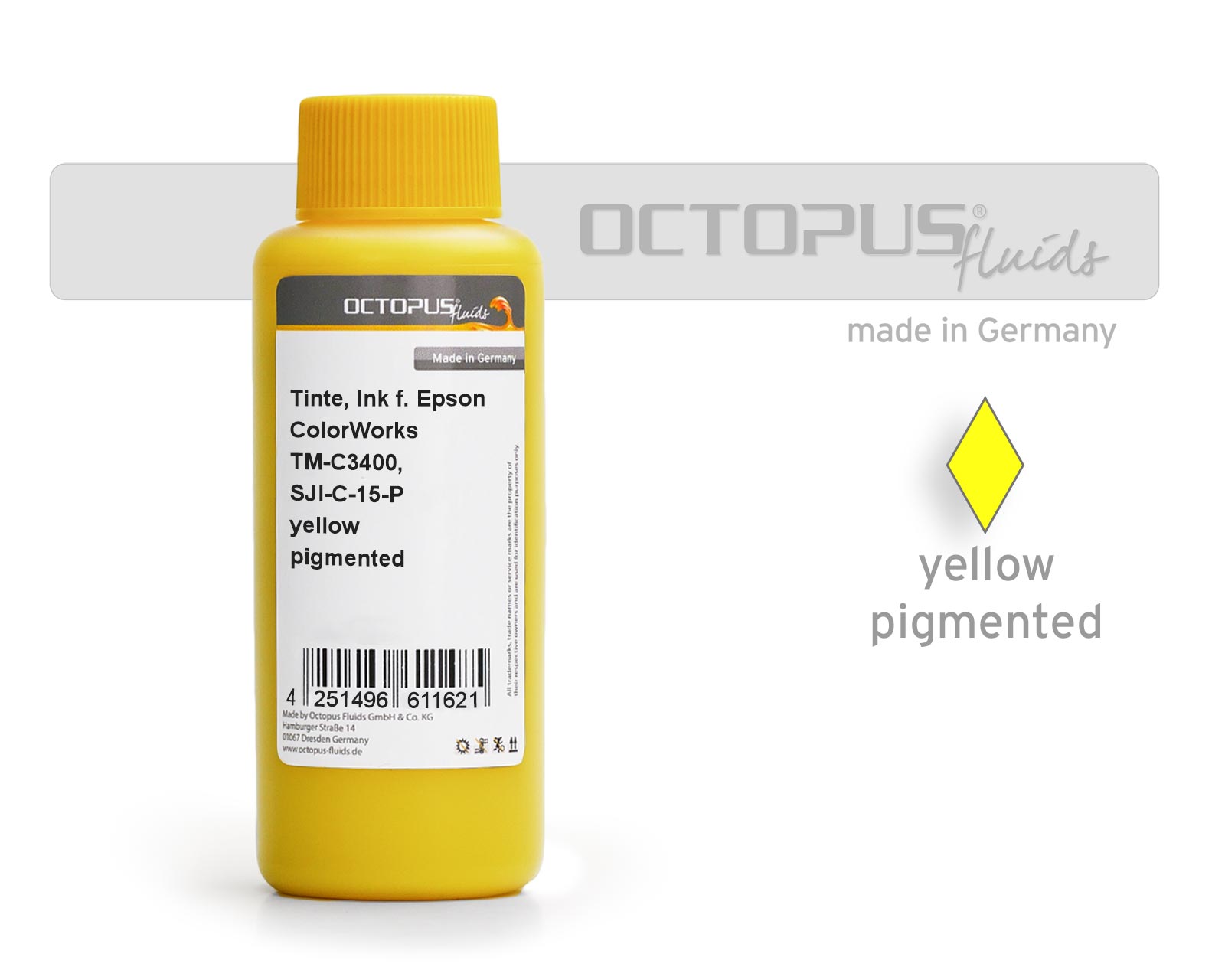Refill ink for Epson ColorWorks TM-C3400, SJI-C-15-P yellow pigmented