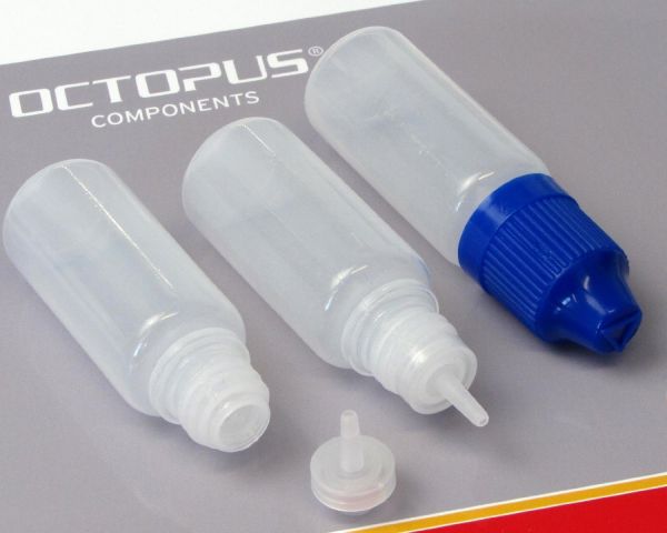 10 x 10 ml LDPE Tropfflaschen mit blauen Deckeln + Trichter