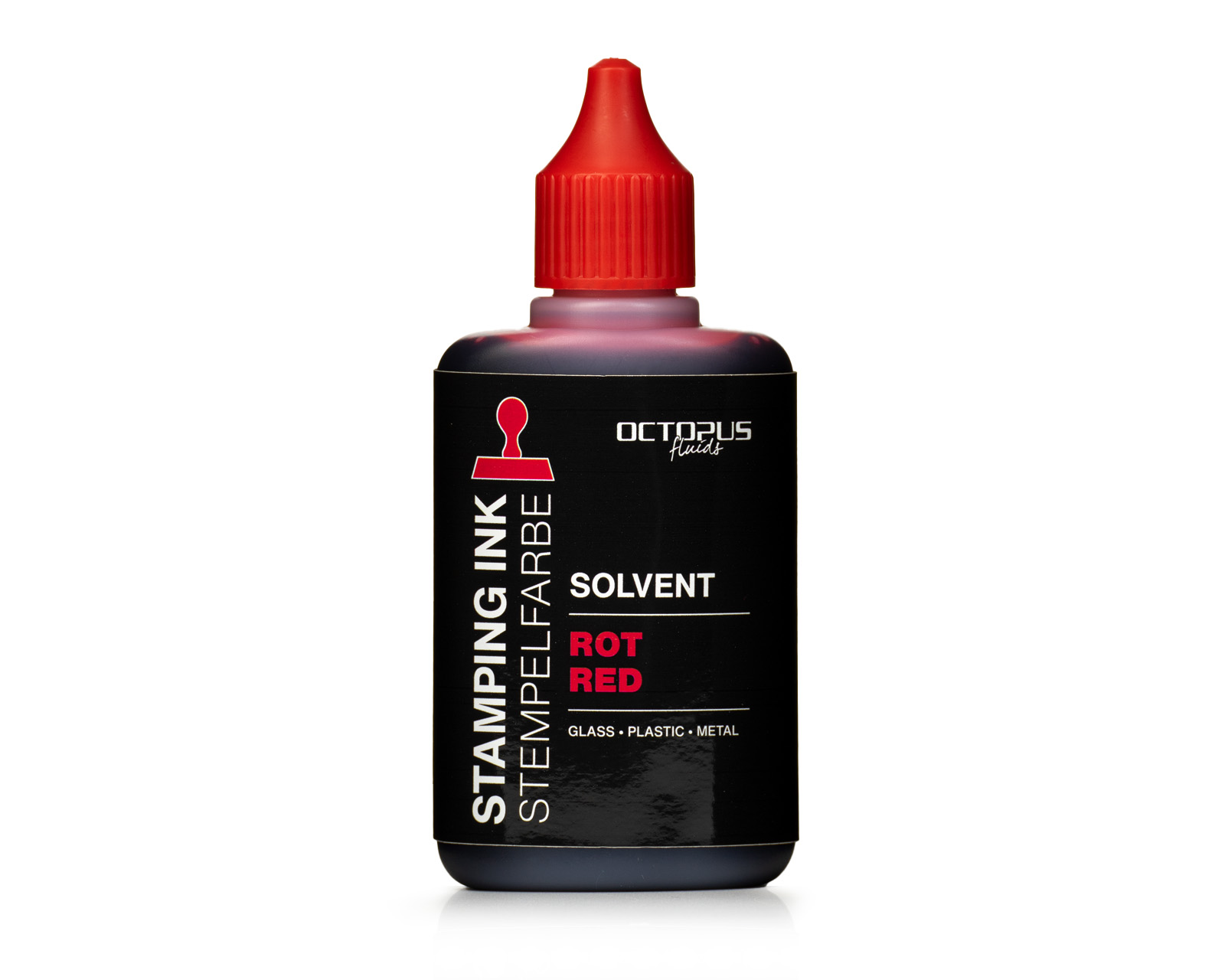 Lenizett Solvent stamping ink for smooth surfaces, red