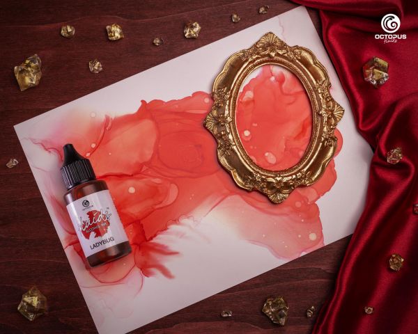 Octopus Fluids Alcohol Ink Ladybug, Inchiostro ad alcohol per Fluid Art, argilla polimerica e Resin Art, rosso