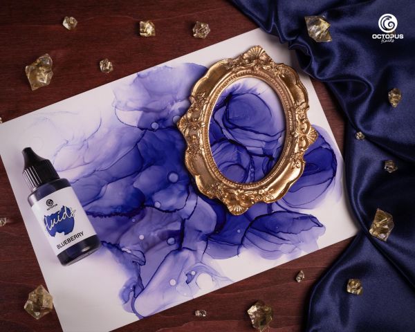 Octopus Fluids Alcohol Ink Blueberry for fluid art and resin, violett