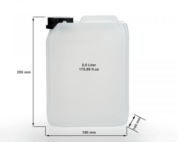 4x 5L canister empty HDPE natural with cap, thread 51mm
