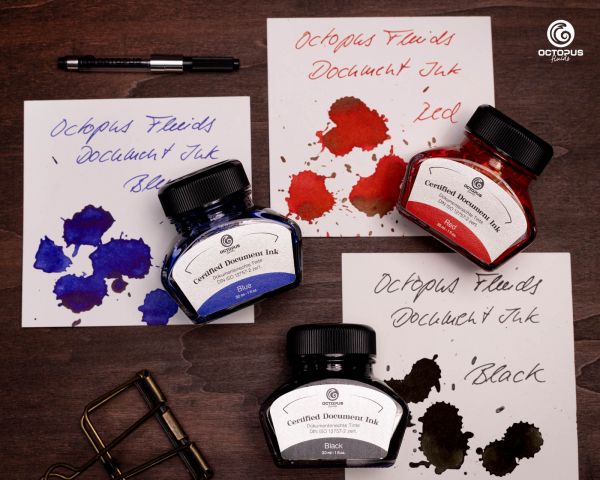3 x 30 ml Document Ink con convertitore, certificato DIN ISO 12757-2