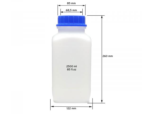 3x 2500 ml Weithals-Flaschen mit Schraubverschluß, Chemiekalienflasche, Laborflasche
