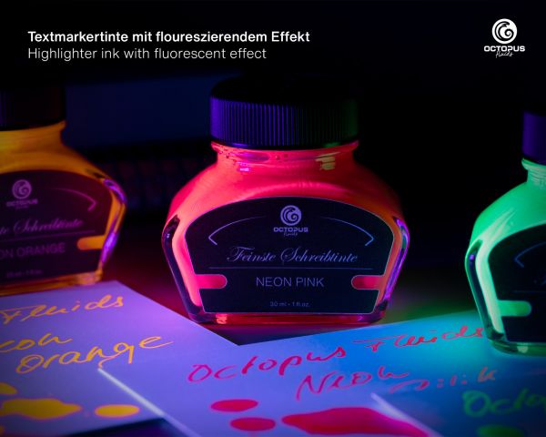 Highlighter ink for fountain pens, fluorescent neon yellow, 30 ml