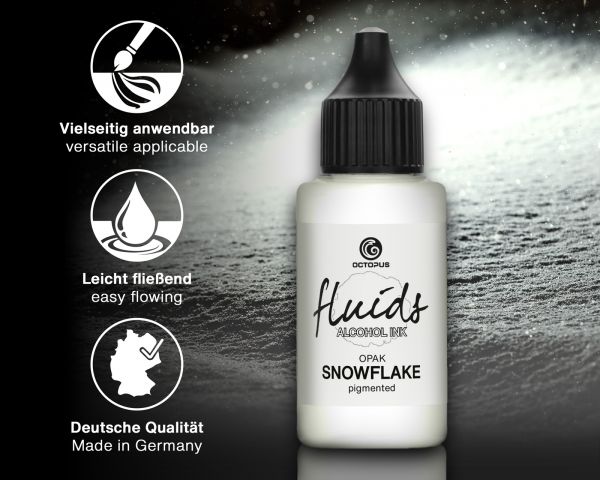 100 ml Octopus Fluids Alcohol Ink SNOWFLAKE, Alkoholtinte für Fluid Art und Resin, weiß