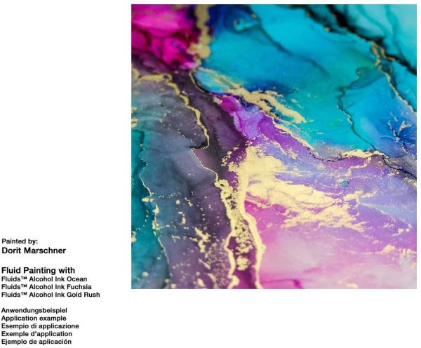 Octopus Fluids Alcohol Ink Complete Kit BLUMENKINDJEN with Blending Solution, Alcohol Ink Paper and supplies for fluid art, 5 x 30 ml