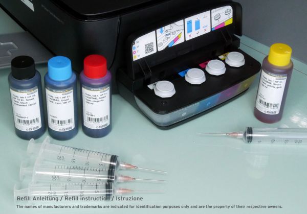 Ricarica inchiostro compatibile per HP 31, 1VU26AE, Smart Tank ciano