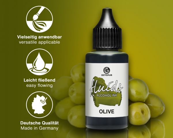 Octopus Fluids Alcohol Ink Olive for fluid art and resin, green