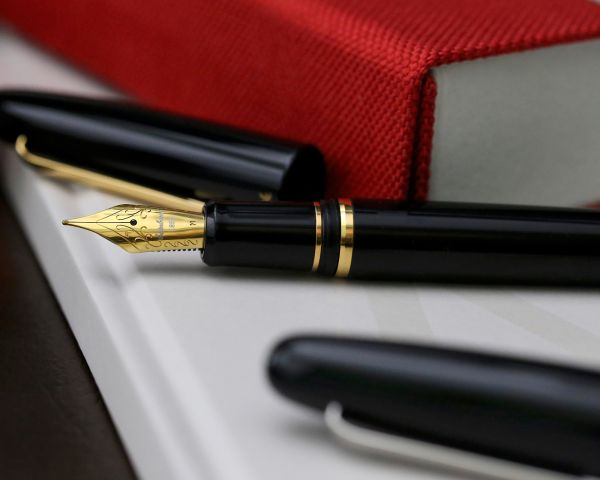 Stilografica Esterbrook Estie Ebony con finiture in palladio, stilografica a cartuccia con 30 ml di inchiostro