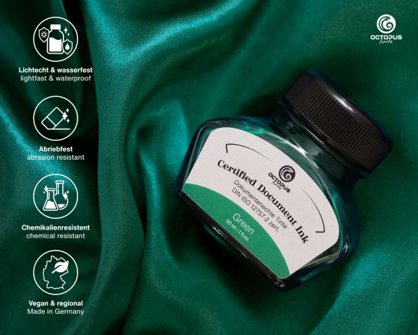 Document Ink green, document-proof ink, certified according to DIN ISO 12757-2, 30 ml