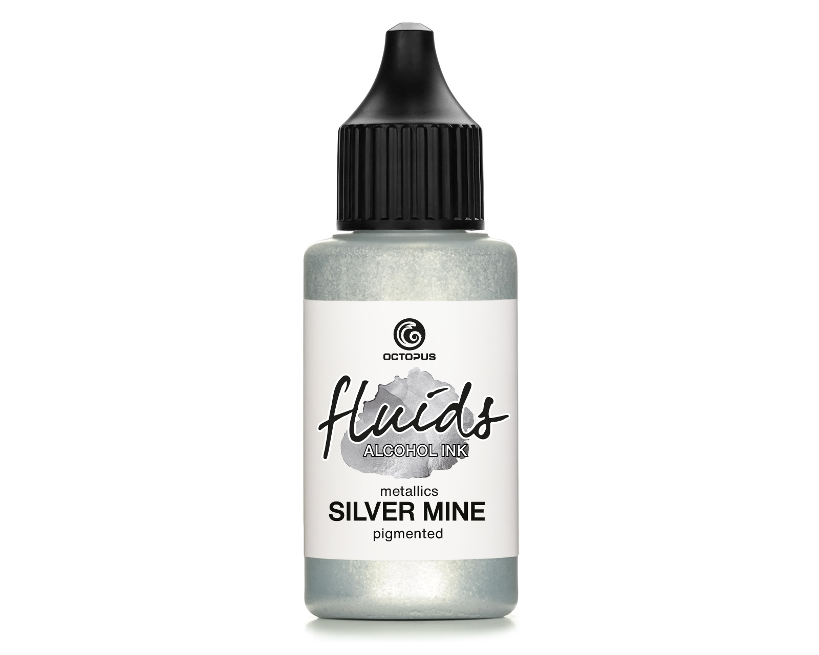 Fluids Alcohol Ink SILVER MINE, Inchiostro ad alcohol per Fluid Art, argilla polimerica e Resin Art, argento metallico