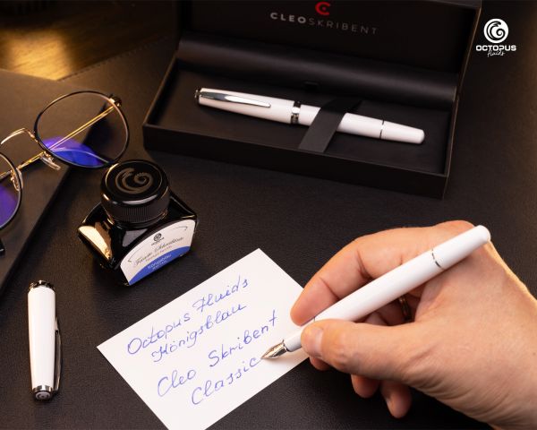 Cleo Skribent Classic Palladio Penna stilografica a cartuccia, bianco, pennino M