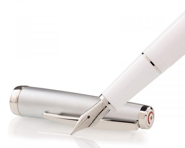 Cleo Skribent Classic Metallo Penna stilografica a cartuccia, bianco, pennino M