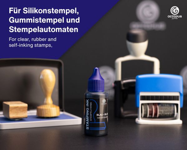 Stempelfarbe für Stempelkissen und Selbstfärber ohne Öl, blau