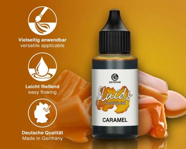 100 ml Octopus Fluids Alcohol Ink CARAMEL, Alkoholtinte für Fluid Art und Resin, braun