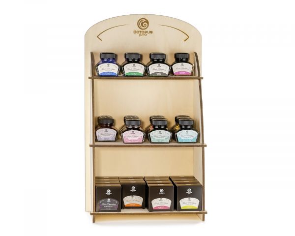 Octopus Holz-Display zur Präsentation unserer Füllhaltertinten und Alcoholink Flaschen