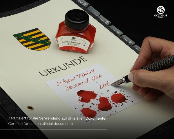 Document Ink rosso, inchiostro a prova di documento, certificato secondo DIN ISO 12757-2, 30 ml