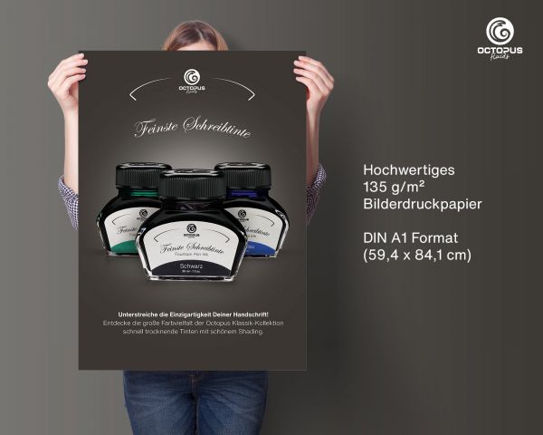 Poster A1 "Octopus Fluids Classic Füllhaltertinte" auf 135g/m² Bilderdruckpapier