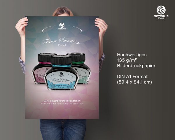 Poster A1 "Octopus Fluids Pastell Füllhaltertinte" auf 135g/m² Bilderdruckpapier