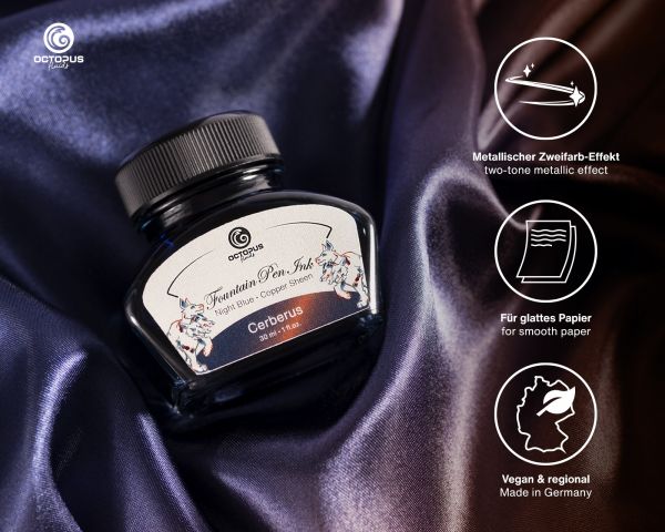 Fountain Pen Ink Sheen with converter, Cerberus, Blue, 30 ml