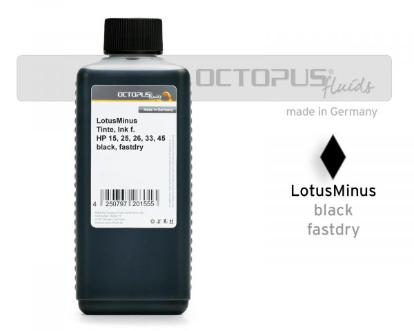 LotusMinus Nachfülltinte kompatibel für HP 15, 25, 26, 33, 45 schwarz, fastdry