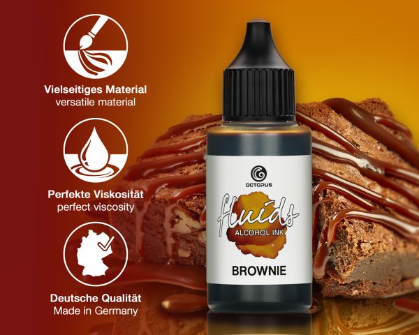 100 ml Octopus Fluids Alcohol Ink BROWNIE, Alkoholtinte für Fluid Art und Resin, braun