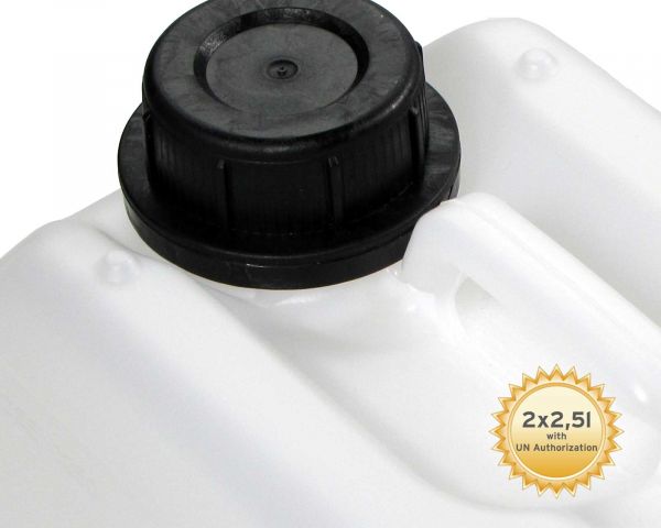 2x 2,5L canister made of HDPE, ecru, with screw cap, thread 45 mm