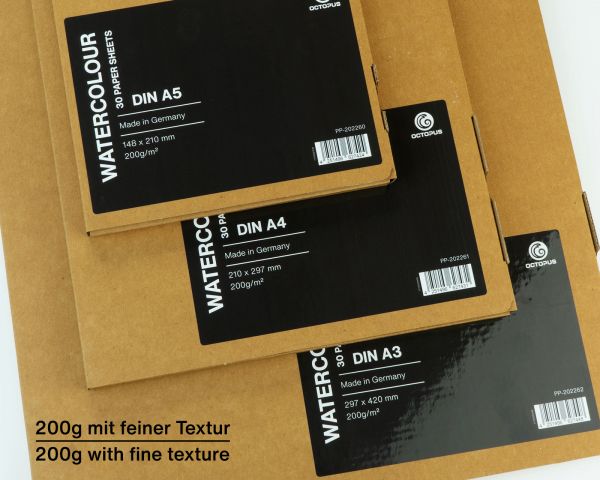 Carta da acquerello e da disegno Octopus, 200g, 30 fogli